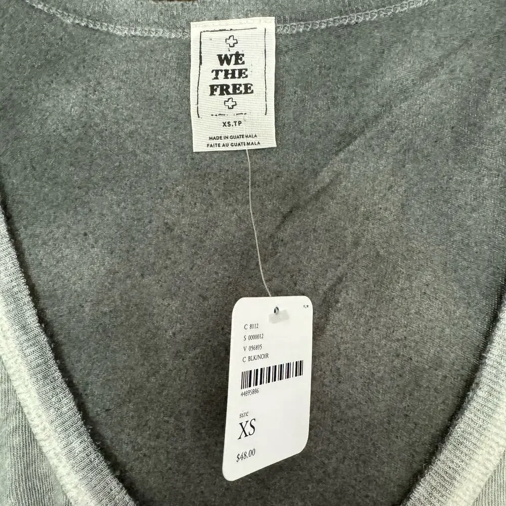 Free People We The Free Long Beach Tee in Acid Wash Grey